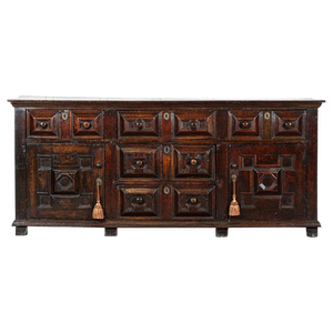 English Oak Geometric Dresser Base, 1690S