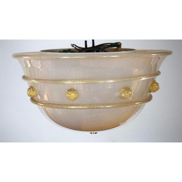Mouth-Blown Opalescent Glass and Gold Leaf Pendant Lamp from Barovier & Toso, 1960s For Sale - Image 9 of 10
