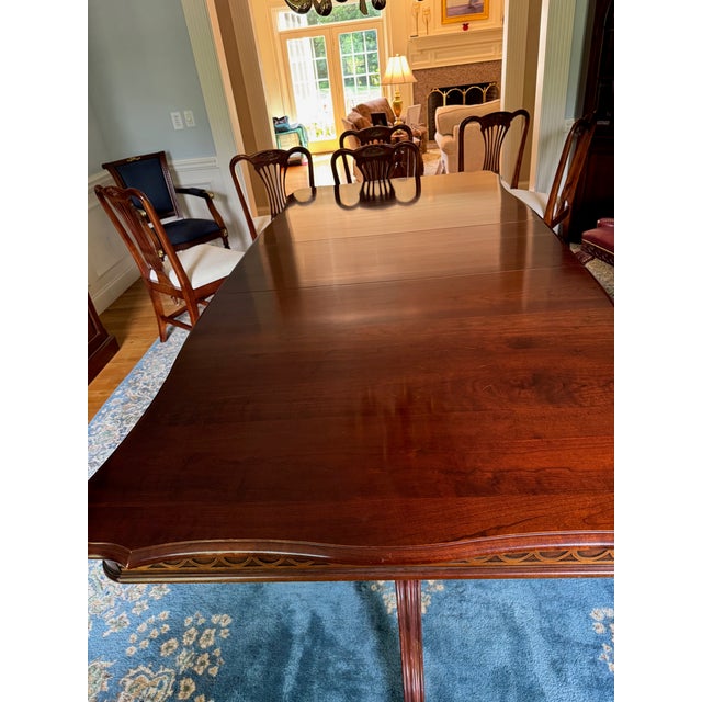 Brown Pennsylvania House Double Pedestal Dining Table With 6 Chairs - Set of 7 For Sale - Image 8 of 10