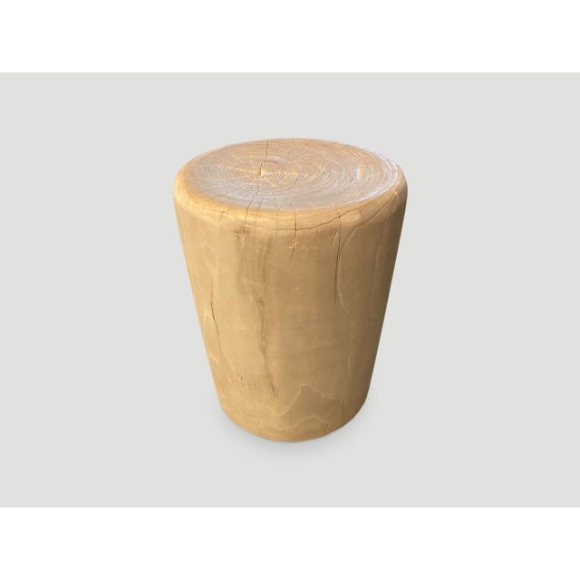 Contemporary Andrianna Shamaris Bleached Teak Wood Side Table or Stool For Sale - Image 3 of 18
