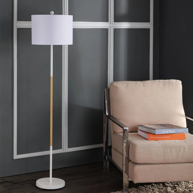Modern Floor Lamp - White & Wood Finish For Sale - Image 3 of 5
