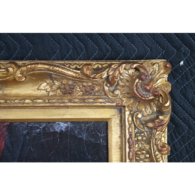 Late 20th Century Vintage Baroque Style Reclining Female Nude Oil Painting Divan Cherub Framed 38" For Sale - Image 5 of 12