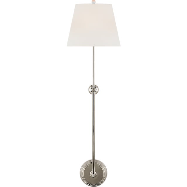 Traditional Suzanne Kasler for Visual Comfort Signature Wyatt 39" Statement Sconce in Polished Nickel with Linen Shade For Sale - Image 3 of 8
