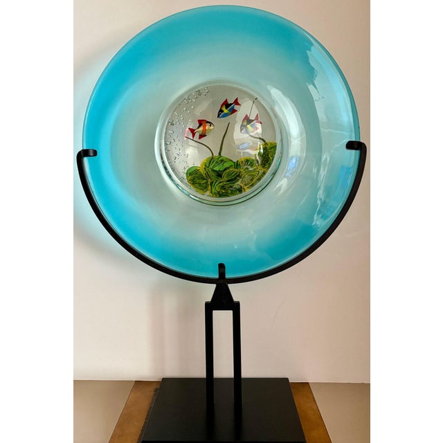 Vintage Murano Glass Disc Aquarium on Stand For Sale In Naples, FL - Image 6 of 11