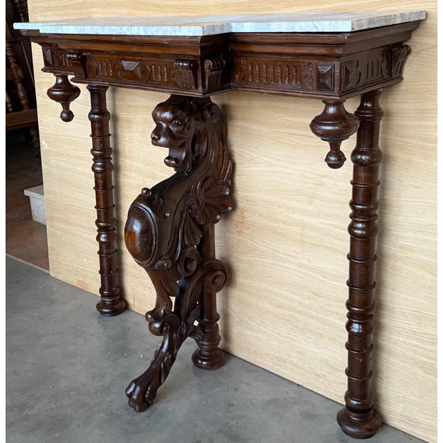 Renaissance Antique Italian Renaissance Revival Carved Figural Bust, Winged Lions Head For Sale - Image 3 of 18