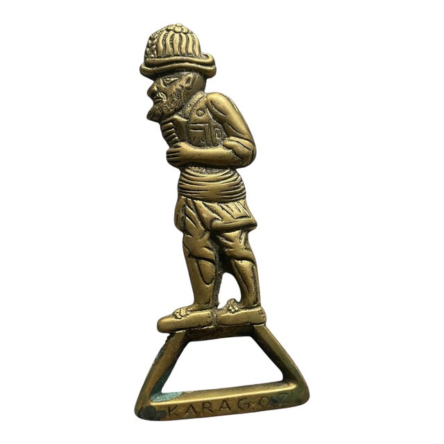 Vintage Turkish Karagoz Brass Bottle Opener For Sale