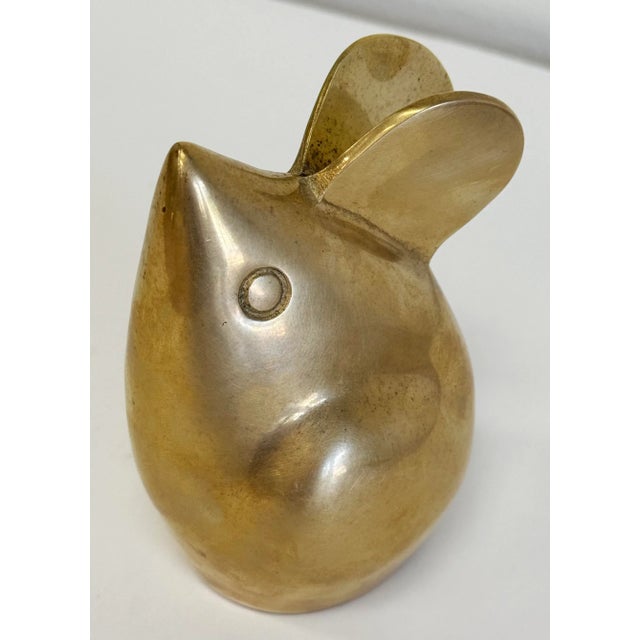 Large Vintage Solid Brass Mouse Paper Weight Decorative Accessory For Sale - Image 9 of 9