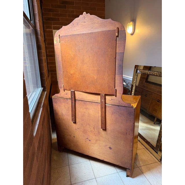 Fine Art Deco 1930s Satinwood Dresser With Mirror & Geometric Marquetry For Sale - Image 9 of 11