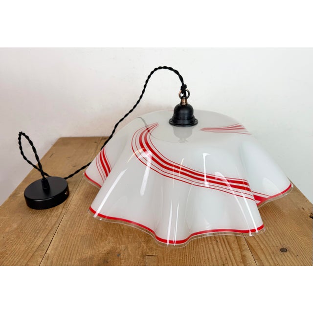 Black Vintage Glass Ceiling Light, 1970s For Sale - Image 8 of 18