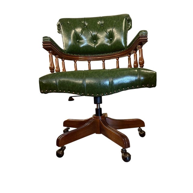 Chesterfield Style Captain's Desk Chair For Sale - Image 4 of 9