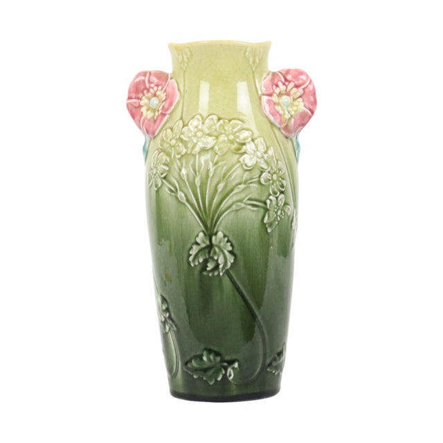 Art Nouveau French Majolica Vase by Gustave De Bruyn, 1890s For Sale - Image 16 of 16