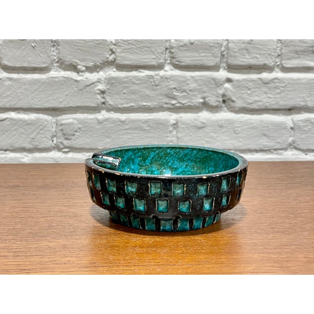 Mid-Century Modern Mid Century Modern Ceramic Turquoise Ashtray Bowl by Bitossi, C. 1960's For Sale - Image 3 of 10