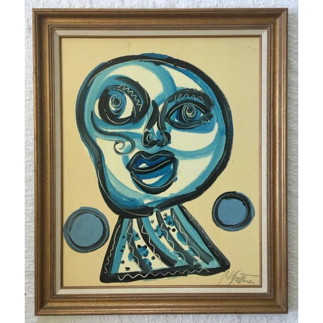 Mid 20th Century Abstract Portrait Acrylic Painting by Peter Keil, Framed For Sale - Image 6 of 6