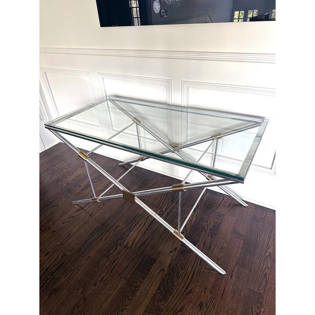 1950s Rare X-leg Console Sofa Table by John Vesey For Sale - Image 13 of 14