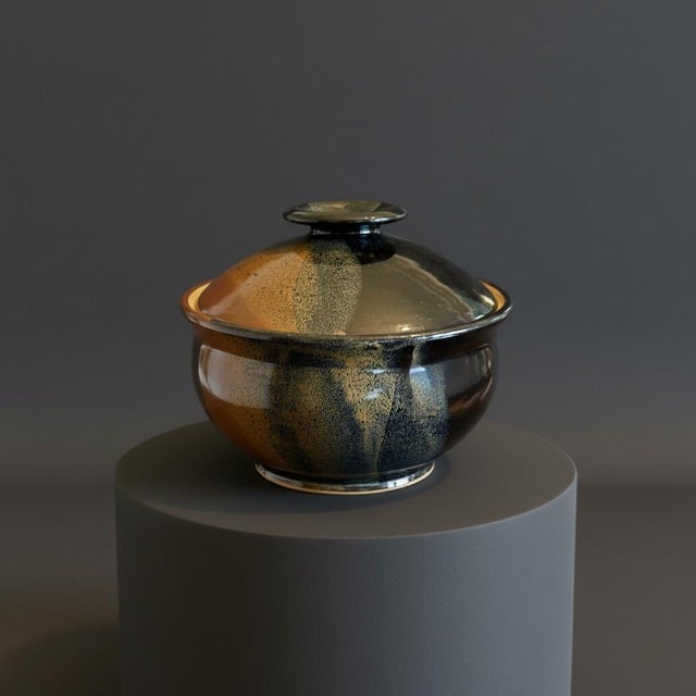 Contemporary Cady Clay Works Seagrove Nc Lidded Bowl-Studio Art Pottery-Covered-Handmade For Sale - Image 3 of 11