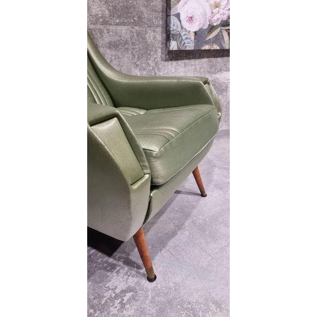 Mid-Century Lounge Chair in Sky and Wood, 1960s For Sale - Image 11 of 13