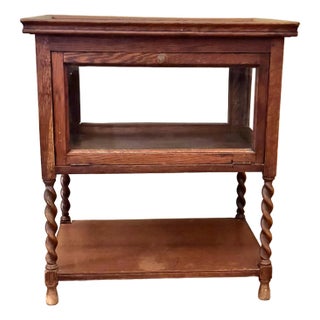 Antique Oak Tea Dessert Liquor Cabinet With Serving Tray England For Sale
