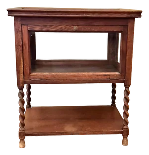 Antique Oak Tea Dessert Liquor Cabinet With Serving Tray England