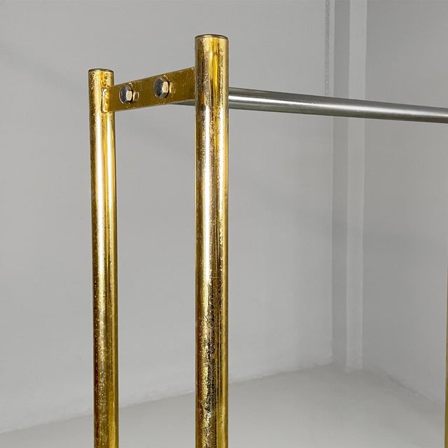 Italian Modern Metal Coat Racks in Gold and Silver Finish with Casters, 1980s, Set of 3 For Sale - Image 6 of 18