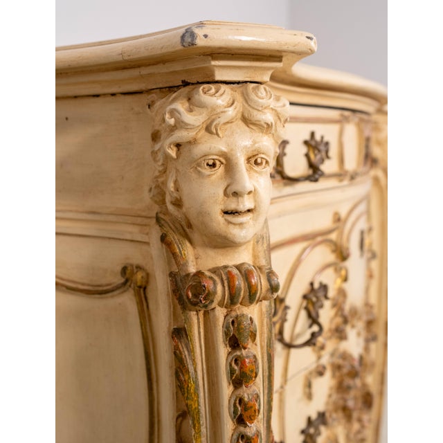 Antique 19th Century Cherub Carved Painted High Chest of Drawers For Sale - Image 14 of 18