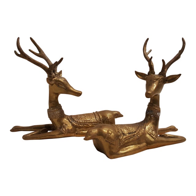 Brass Deer Figurines a Pair Chairish