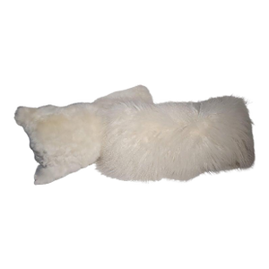Early 20th Century Two Sheep Skin Fur Pillows