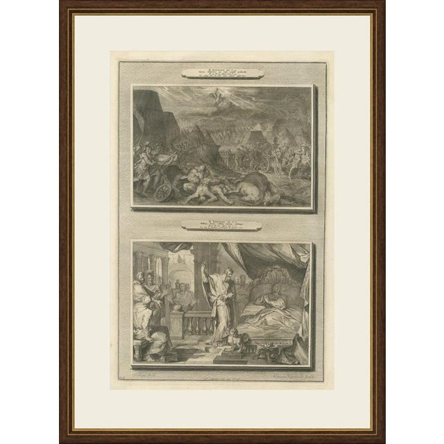 This original copperplate engraving from Pieter Mortier's illustrated Bible, Amsterdam circa 1700, shows two biblical...
