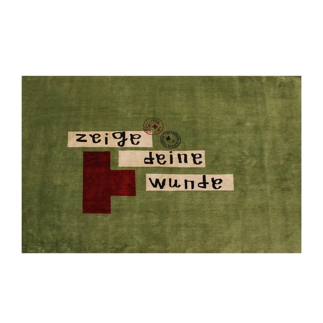 Green Hand-Knotted Wool and Silk Rug by David Delfín, Spain, 2005 For Sale - Image 10 of 10