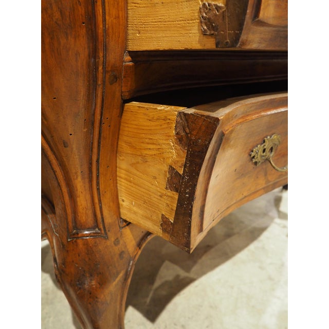 18th C. Walnut Bordelaise Commode Bombé With Breccia Macchia Vecchia Marble Top For Sale - Image 4 of 12