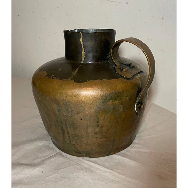 Arts & Crafts Rare Antique 19th Century Handmade Hammered Dovetailed Thick Copper Jug Pot For Sale - Image 3 of 14