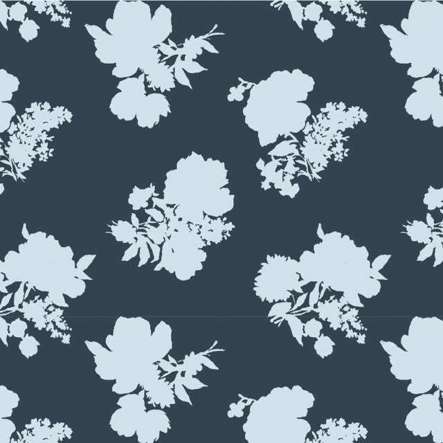 Swans Island Silhouette Navy Wallpaper For Sale