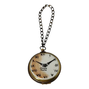 Mid Century Limoges Pocket Watch Trinket Box