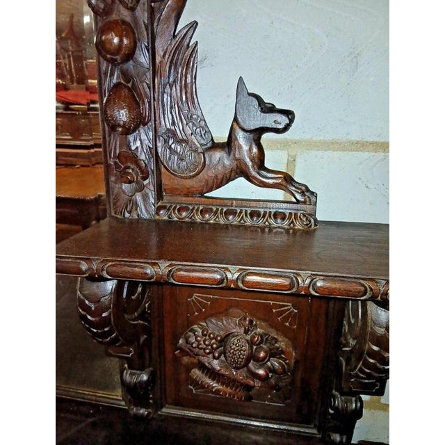 Antique 19th Century Victorian Carved Oak Mirror-Back Sideboard For Sale - Image 9 of 16