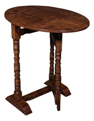 Vintage Folding Oval Occasional Table, English, Gate Leg, Side, Jacobean Revival