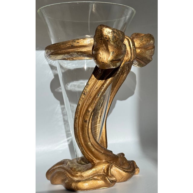 Vintage Dorothy Draper Style Gold Gilt Trompe L’Oleil Vase For Sale - Image 11 of 12