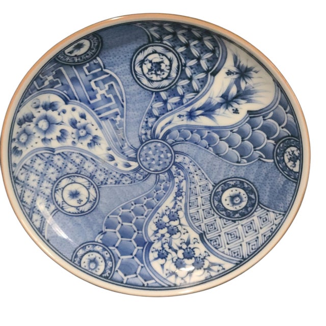 Vintage Japanese Blue & White Plate Marked For Sale - Image 9 of 9