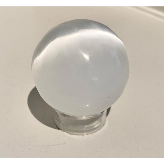 Mid 20th Century Mounted Iridescent Opaline Sphere Paper Weight For Sale - Image 5 of 10