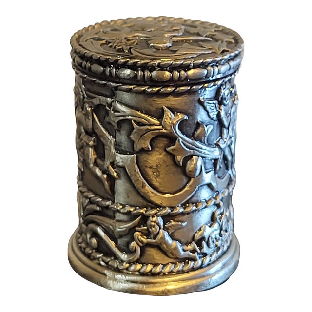 Vintage Stamp Roll Holder Pewter Angels Cherub For Sale
