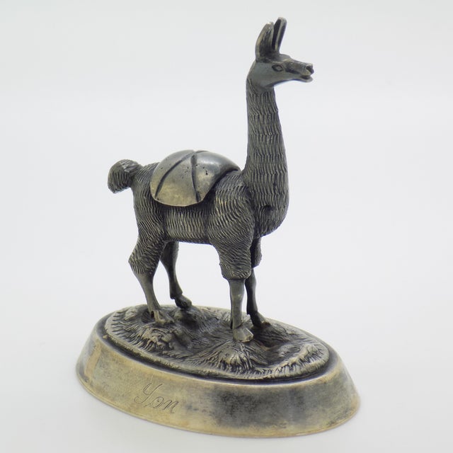 Vintage Peruvian Handmade Genuine Sterling Silver Camusso Brand Llama Figurine For Sale - Image 6 of 10