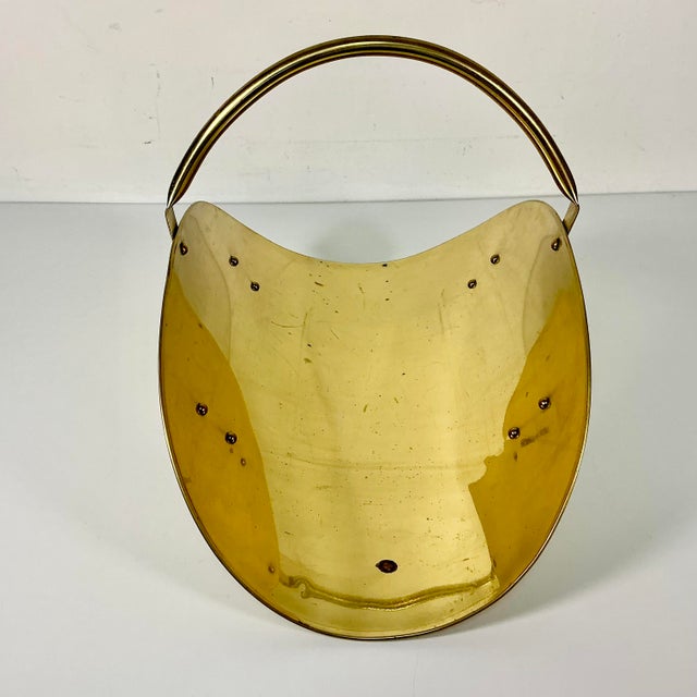 Mid-Century Arts & Crafts Americana Federal Brass & Bronze Paw Footed Firewood Holder For Sale - Image 6 of 11