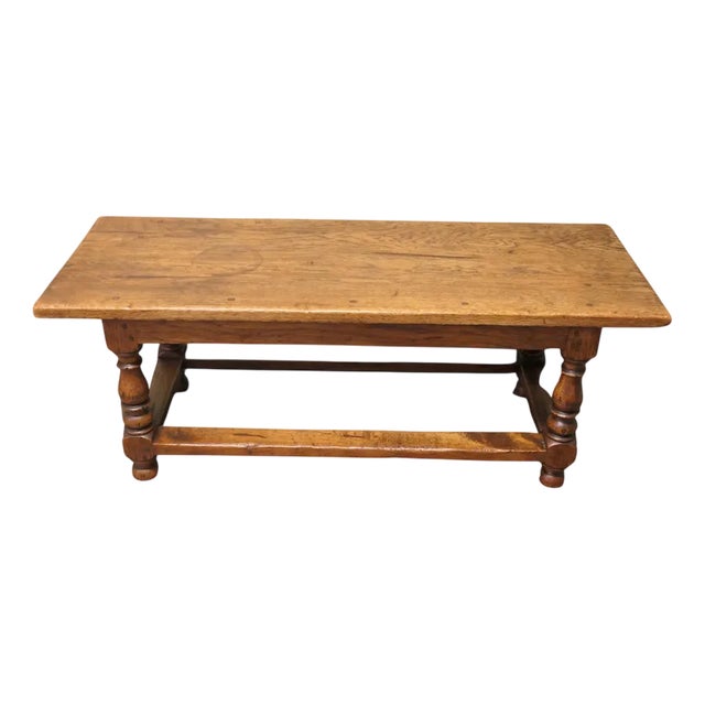 Large Vintage Oak Plank Top Coffee Table, 1960 For Sale