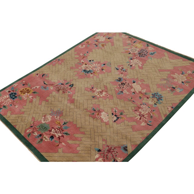 Rug & Kilim 2010s Rug & Kilim’s Chinese Style Art Deco Rug in Pink With Colorful Florals For Sale - Image 4 of 7