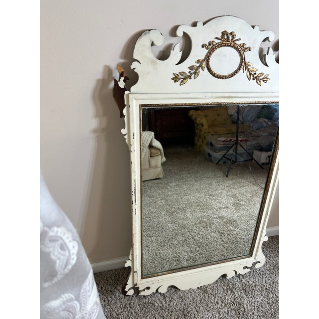 2000 - 2009 Vintage Oxford Mfg. Carved Wood Wall Mirror With Aged Glass For Sale - Image 5 of 9