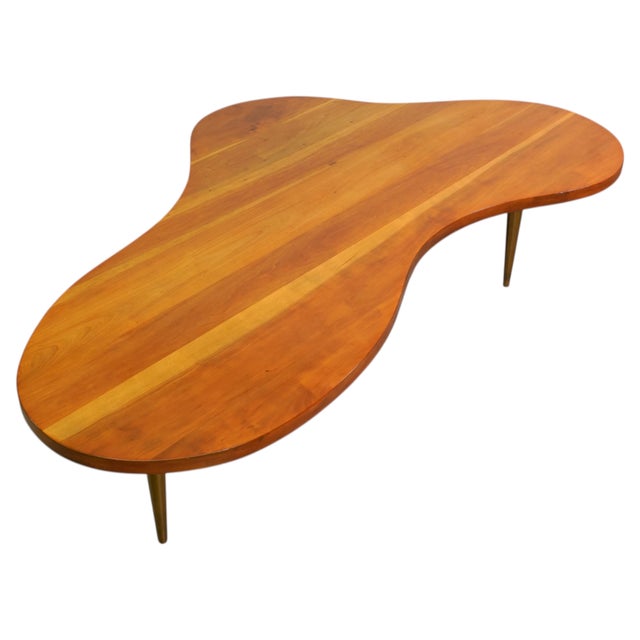 Freeform Walnut Brass Coffee Table, Model 1759 by t.h. Robsjohn-Gibbings, 1950s For Sale - Image 10 of 18