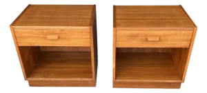 Restored 1960s Danish Modern Teak Nightstands – Pair of Scandinavian Bedside Tables