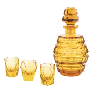 Art Deco Czech Glass Liqueur Set, 1940s For Sale