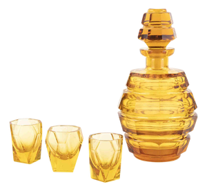 Art Deco Czech Glass Liqueur Set, 1940s