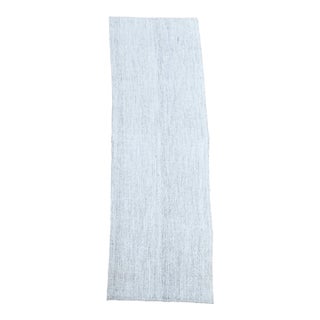 1970s Vintage Handmade Wool Cotton White Runner Rug For Sale