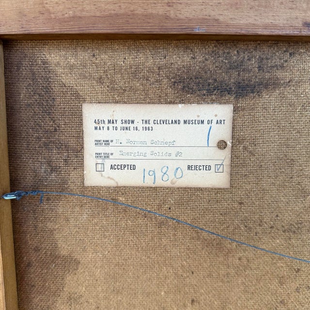 1960s H Norman Schnepf “Emerging Solids #2” Painting For Sale - Image 11 of 12