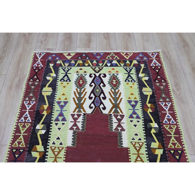 1980s Tribal Burgundy Hand Knotted Rug For Sale - Image 11 of 13